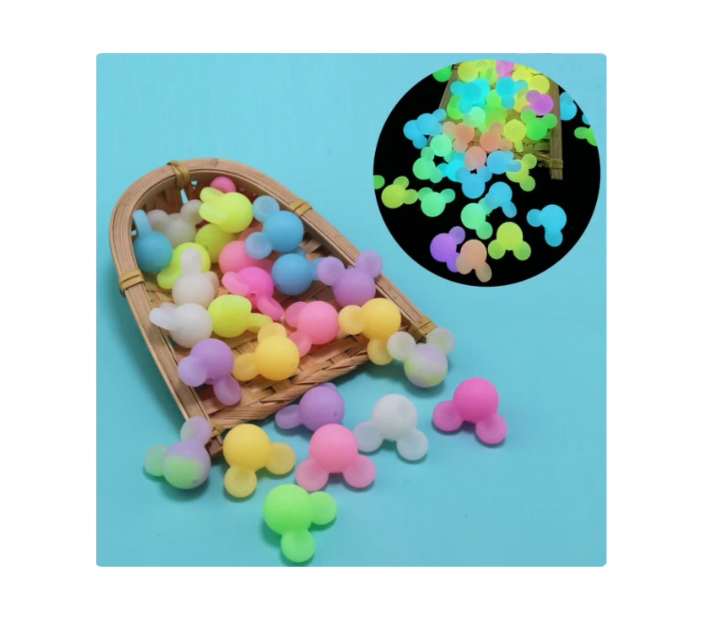 10Pcs Luminous Mouse Silicone Beads Glow In The Dark