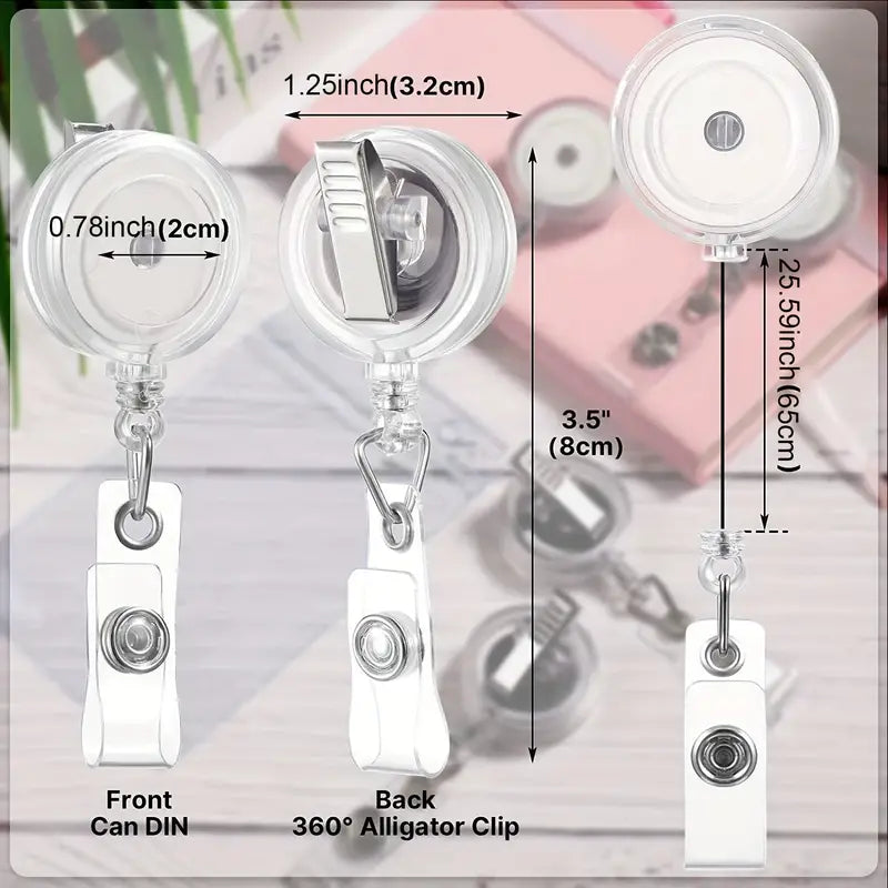 Clear  Retractable Badge Reel with Alligator Clip Base